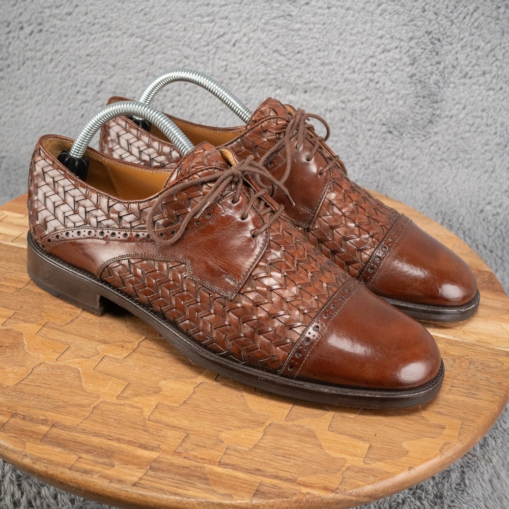 Mezlan Ocana Leather Cap Toe Woven Oxford‎ Shoe Made in Spain Size 9 M